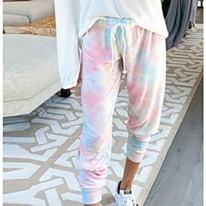 Women's Basic Comfort Daily Jogger Pants Tie Dye Full Length Print Blue Blushing Pink Orange Rainbow miniinthebox