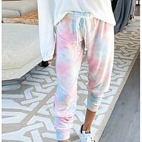 Women's Basic Comfort Daily Jogger Pants Tie Dye Full Length Print Blue Blushing Pink Orange Rainbow miniinthebox - thumbnail