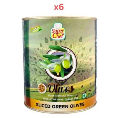 Super Chef Green Slice Olives 3Kg (Pack Of 6)