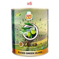 Super Chef Green Slice Olives 3Kg (Pack Of 6)
