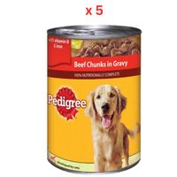 Pedigree Beef Chunks In Gravy, Wet Dog Food, Can, 400 Gm (Pack Of 5)