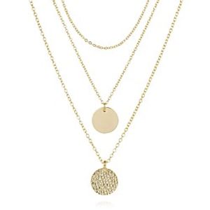 gold layered necklace three-layer necklace disc tube moon pendant necklace for women Lightinthebox