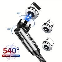 Essager Magnetic Charging Cable 540 Rotating Magnetic Phone Charger Nylon Braided Magnetic USB Cable For Phone Samsung Xiaomi Fast Charger Cord Phone Data Wire 3 In1 miniinthebox