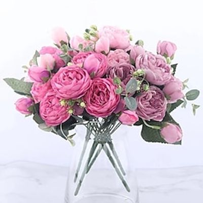 1pc Artificial Flower Stem, Silk Peony, Artificial Flowers Bouquet, Fake Flowers For Home Wedding Decoration Mother's Day Gifts Birthday Gifts Lightinthebox