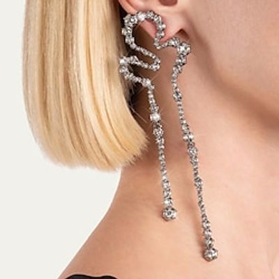 Women's Mismatch Earrings Geometrical Precious Statement Imitation Diamond Earrings Jewelry Silver For Wedding Party 1 Pair Lightinthebox