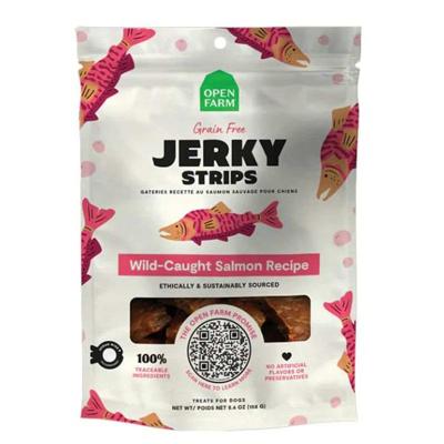 Open Farm Grain Free Jerky Strips Wild Caught Salmon Dog Treat - 158G