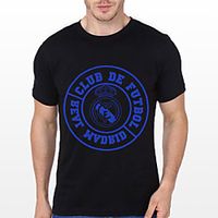 Men's Unisex Tee T shirt Hot Stamping Circle Graphic Prints Letter Plus Size Print Short Sleeve Casual Tops Cotton Basic Fashion Designer Big and Tall Black miniinthebox - thumbnail