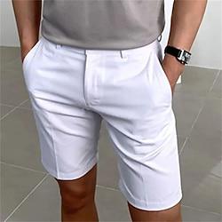 Men's Shorts Summer Shorts Work Shorts Button Pocket Plain Comfort Short Holiday Beach Weekend Fashion Casual Black White Micro-elastic Lightinthebox