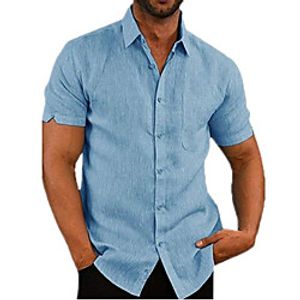 Men's Shirt non-printing Plain Solid Color Short Sleeve Casual Tops Casual Soft Breathable Army Green Khaki White Lightinthebox