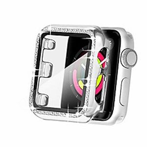 secbolt 38mm case compatible apple watch band with built-in tempered glass screen protector, all around protective cover frame bumper with bling diamond for iwatch series 321 (silver-38mm) Lightinthebox