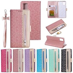 Phone Case For Samsung Galaxy Wallet Card A53 S22 Ultra Plus S21 FE S20 A72 Zipper Shockproof with Wrist Strap Solid Colored PU Leather miniinthebox