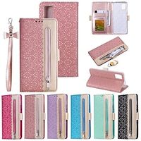 Phone Case For Samsung Galaxy Wallet Card A53 S22 Ultra Plus S21 FE S20 A72 Zipper Shockproof with Wrist Strap Solid Colored PU Leather miniinthebox - thumbnail