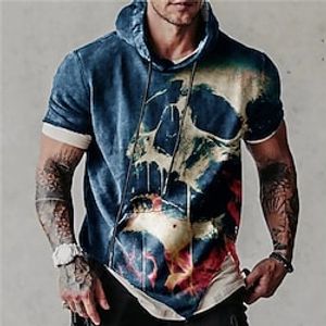 Men's Unisex Pullover Hoodie Sweatshirt Blue Gray Hooded Skull Graphic Prints Print Sports  Outdoor Daily Sports 3D Print Streetwear Designer Casual Spring  Summer Clothing Apparel Hoodies Lightinthebox