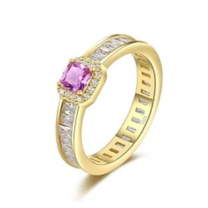 Ring Wedding Classic Gold S925 Sterling Silver Precious Cute Stylish 1PC Synthetic Diamond Lightinthebox