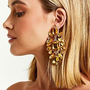 Women's Hoop Earrings Geometrical Precious Statement Imitation Diamond Earrings Jewelry Silver  Golden For Wedding Party 1 Pair Lightinthebox