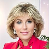 Short Blonde Wigs with Bangs for White Women Ombre Blonde Mixed Brown Wavy Bob Wig Synthetic Layered Natural Looking Short Hair Wigs for Old Lady Daily Party Wigs miniinthebox