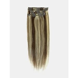 Clip In Hair Extensions Remy Human Hair 8pcs  pack Pack Straight Multi-color Hair Extensions Lightinthebox