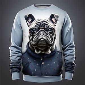 Graphic Puppy Men's Fashion 3D Print Golf Pullover Sweatshirt Holiday Vacation Going out Sweatshirts Black Blue Crew Neck Print Spring   Fall Designer Hoodie Sweatshirt Lightinthebox