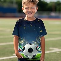 Boys 3D Football Tee Shirt Short Sleeve 3D Print Summer Active Sports Fashion Polyester Kids 3-12 Years Crew Neck Outdoor Casual Daily Regular Fit miniinthebox