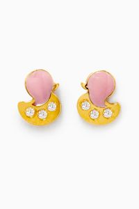 Duck Diamond Stud Earrings in 18kt Yellow Gold