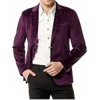 Men's Velvet Blazer Blazer Business Wedding Party Fashion Casual Spring   Fall Polyester Plain Button Casual  Daily Single Breasted Blazer Black Red Blue Purple Lightinthebox - thumbnail