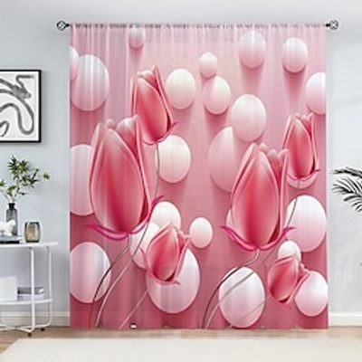 Pink Floarl Curtains, Curtains for Bedroom Living Room Thermal Insulated Curtains, Window Treatments Patterned Drapes Panels Lightinthebox