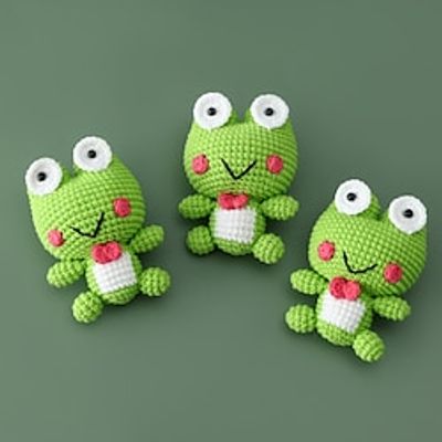 Handmade Cute Baby Thread Hooked Weaving Little Frog Doll Pendant Childlike Age Gift Night Market Booth Network Red Sleep Comfort Doll miniinthebox