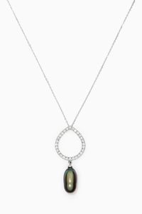 Zoja Pearl Diamond Amulette Pendant in 18kt White Gold