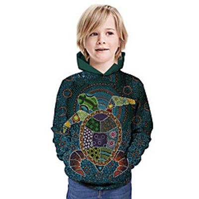 Kids Boys' Hoodie  Sweatshirt Long Sleeve 3D Print Animal Print Blue Children Tops Summer Active Daily Wear Regular Fit 3-13 Years Lightinthebox