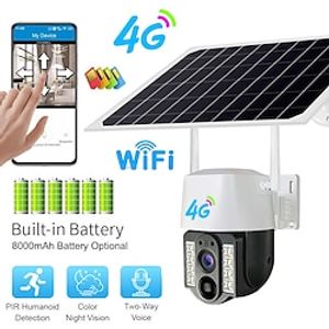 4G Sim Solar Panel Camera Wifi Outdoor CCTV Camara PIR Humanoid Detection Night Vision VC3-W Security Protection Built in Battery miniinthebox