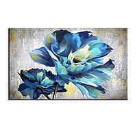 Oil Painting Handmade Hand Painted Wall Art Classic Retro Blue Flower Abstract Home Decoration Decor Stretched Frame Ready to Hang Lightinthebox - thumbnail