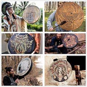 Shaman Drum Shamanic Drum Percussion Instrument Decorative Drum Holiday Decorations Percussion Instruments Drum with Drumsticks Festive Atmosphere Percussion Drums Lightinthebox