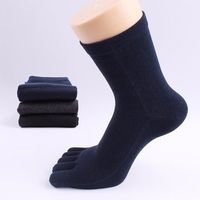 Men Cotton Casual Solid Color Toes Socks