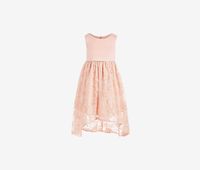 Little Girls Soutache-Skirt High-Low Dress  Peach - thumbnail