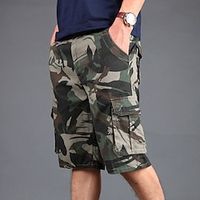 Men's Cargo Shorts Shorts Hiking Shorts Multi Pocket Camouflage Comfort Breathable Knee Length Casual Daily Going out 100% Cotton Sports Stylish ArmyGreen White miniinthebox - thumbnail