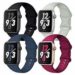 Smartwatch band compatible with apple watch 38mm 40mm 42mm 44mm, 4 pack soft replacement sport accessory strap wristband for iwatch se series 654321 women men Lightinthebox