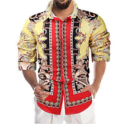 Men's Shirt 3D Print Floral 3D Long Sleeve Street Tops Fashion Sports Rainbow Lightinthebox