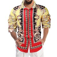 Men's Shirt 3D Print Floral 3D Long Sleeve Street Tops Fashion Sports Rainbow Lightinthebox - thumbnail