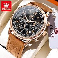 OLEVS Men Quartz Watch Fashion Casual Wristwatch Moon phase Calendar Chronograph Waterproof Leather Watch Lightinthebox