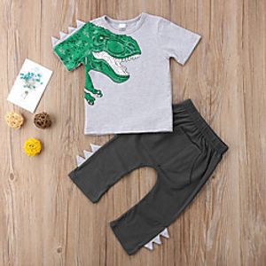 Kids Boys' Clothing Set Short Sleeve White Dinosaur Print Print Active Regular 2-6 Years Lightinthebox