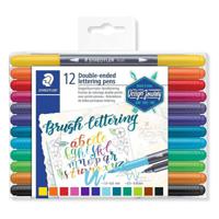 Staedtler Brush Doule-Ended Lettering Pens - Assorted Colours (Pack Of 12) - thumbnail