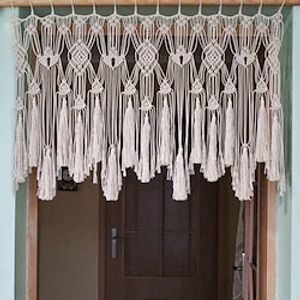 Boho Macrame Curtains Sliding Door Curtain Woven Bohemian Tapestry Decor,Outdoor Curtain Privacy, Patio Wedding Decoration, Room Divider for Pergola, Gazebo, Balcony, Porch miniinthebox
