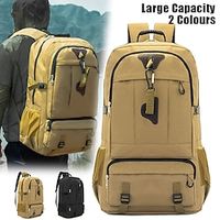 Men's Backpack Functional Backpack Tactical Backpack School Outdoor Camping  Hiking Solid Color Nylon Large Capacity Durable Zipper Black khaki Lightinthebox - thumbnail