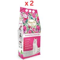 Happy Cat Bentonite Dust Free Clumping Cat Litter - Amazing Cherry Blossom Scent - 10L (Pack of 2)