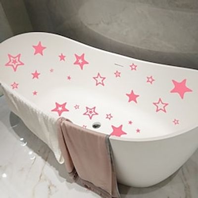 6pcs Cartoon Pink Stars Bathtub Sticker Kids Self-Adhesive Removable Sticker Waterproof Bathtub Decorative Sticker. miniinthebox