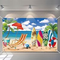 Hawaiian Party Backdrop Banner Beach Themed Surfboard Party Decorations Tropical Beach Background for Themed Birthday Baby Shower Weddings Party Decoration Supplies(Order size 64ft ) Lightinthebox - thumbnail
