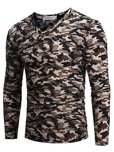 V-Neck Men Camouflage T-Shirt