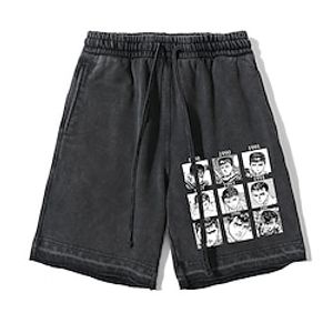 Berserk Guts Shorts Beach Shorts Acid Wash Bottoms Anime Graphic Street Style Shorts For Men's Women's Unisex Adults' Hot Stamping 100% Cotton Casual Daily Lightinthebox