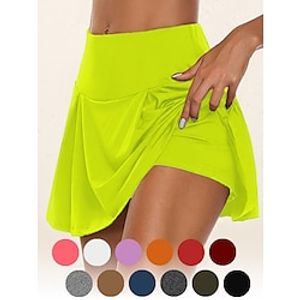 Women's Tennis Skirts Golf Skirts Yoga Skirt 2 in 1 Yoga Fitness Gym Workout Shorts Bottoms Dark Grey 1# 2# Spandex Sports Activewear Stretchy miniinthebox