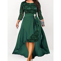 Women's Plus Size Party Dress Floral Crew Neck Lace 34 Length Sleeve Winter Fall Elegant Prom Dress Maxi long Dress Formal Party Dress Lightinthebox - thumbnail